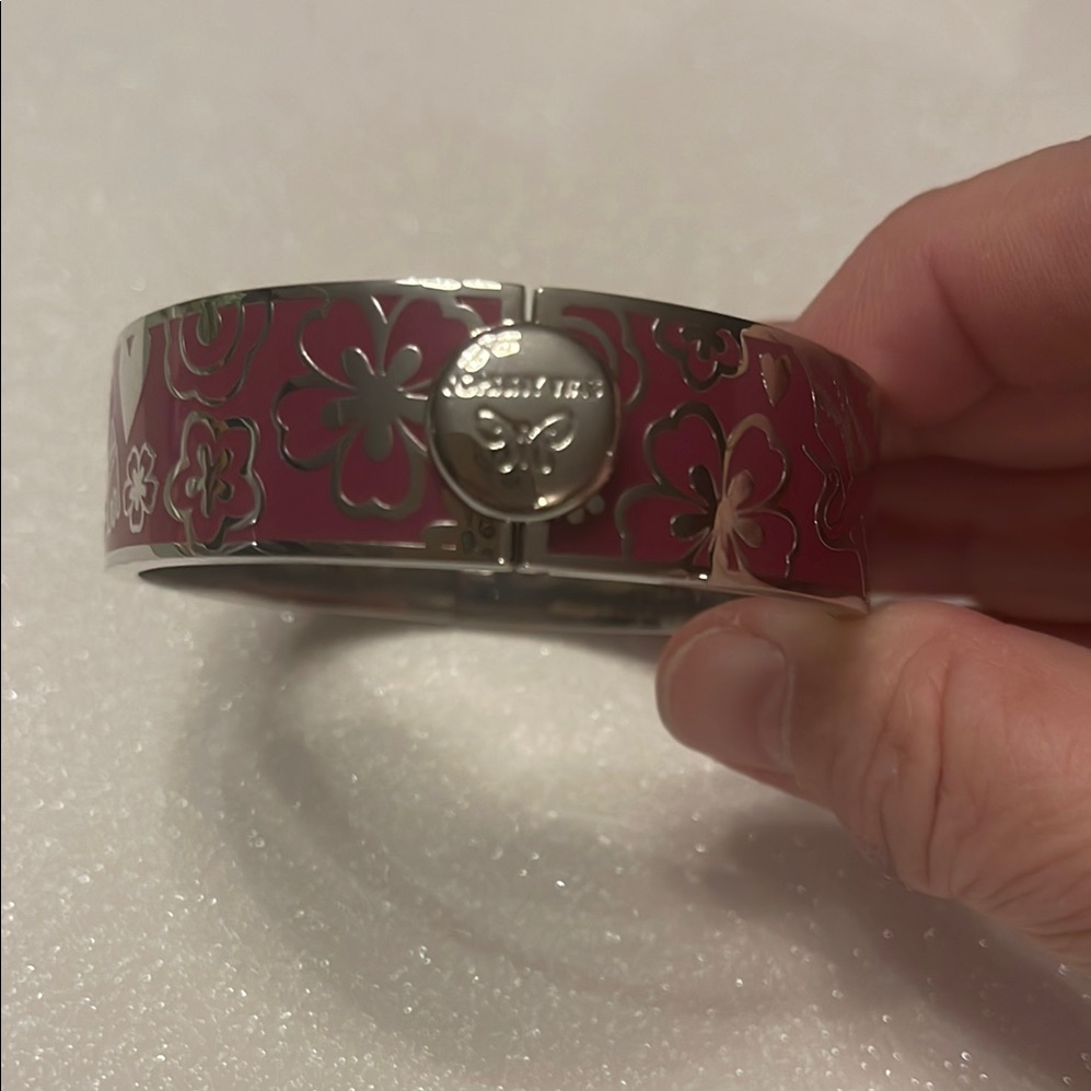 Johnny Was Charming Silver And Purple Floral And Love Bangle Bracelet 140$